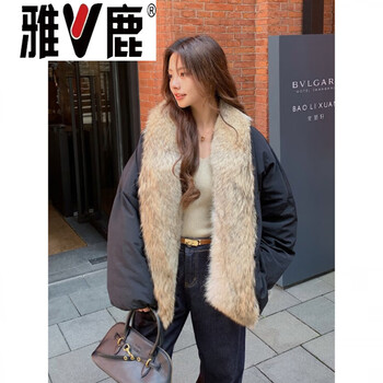 Yalu 95 white goose down/snow mountain parker down jacket for women 2026 new detachable mink/coyote fur coat classic black + detachable primary color wolf fur collar s (90)