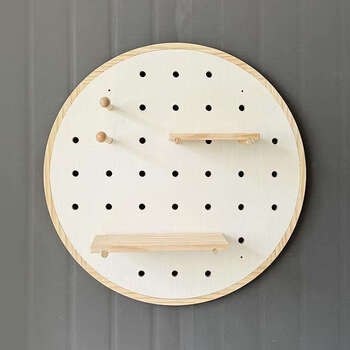 Yusenyi style storage rack entry door room wall decoration storage wood grain color curved 40x60cm