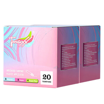 Houjiantang compact short tube tampons for menstrual swimming, mixed pack of 20, 2 boxes