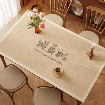 Fantasy modern american table mat, light luxury and high-end table cloth, oil-proof, waterproof, anti-scalding, no-wash coffee table table mat, dog family a 60cmx120cm, suitable for coffee table size