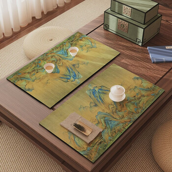 Yusen reminiscing about thousands of miles of rivers and mountains tea seat new chinese zen tea table cover dry infusion table absorbent tea seat thousands of miles of rivers and mountains pictures-na-12096 30*40cm water-absorbent and quick-drying