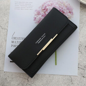 Dl fat donglai same style women's wallet women's long style 2025 new japanese and korean large capacity multi-card slot fashion simple purchasing black