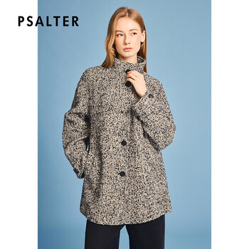 Psalm (psalter) diverse collision psalter psalm herringbone stand collar profile wool coat 2026 spring new khaki m
