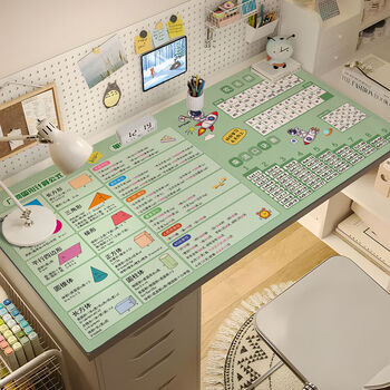 Fantasy desk pad children's study special student eye protection desktop protection pad writing desk leather desk pad environmentally friendly unit conversion green 40x120cm (writing stuttering)