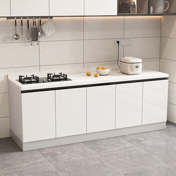 The middle shopkeeper's kitchen marble cabinet integrated quartz stone countertop kitchen room sink rental home stove cabinet customization basin style 5 doors 200cm package installation