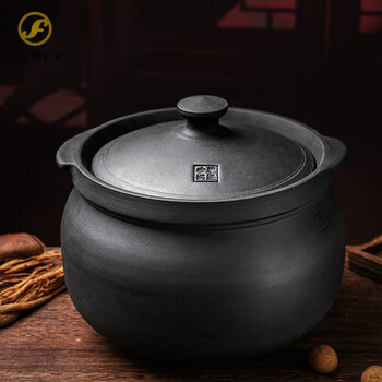 Tuojin black casserole household stew pot soup pot gas gas stove clay soup pot old-fashioned clay pot tai chi free pot + recommended for 5-8 people 8l