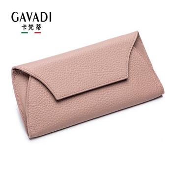 Gavadi genuine leather niche design wallet long first layer cowhide versatile wallet 2023 pink 2025 20.5*2*10cm