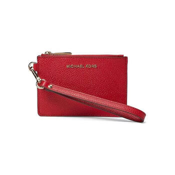 Michael kors women's coin purse design key storage portable wrist strap design red leather material red