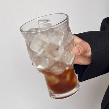 Xiyuanji quality same style retro wide mouth glass ice american coffee cup large capacity soda sparkling water cup drink cup wide mouth glass 1 piece