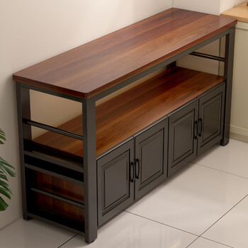 Huilan kitchen shelf floor-standing multi-functional solid wood vegetable cutting table meal preparation workbench multi-layer microwave oven narrow side cabinet with cabinet model three layers long 160 wide 40 high 80