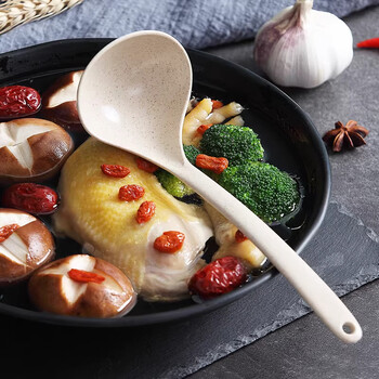 Xincong korean long-handled soup spoon wheat straw household soup porridge spoon kitchen high temperature resistant anti-scalding large bibimbap spoon 1 pack small soup spoon