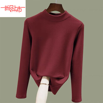 Xia dian suding queen (se.pstp) half-high collar double-sided german velvet bottoming shirt for women in autumn and winter new brushed warm inner wear slim fit versatile long-sleeved t-shirt ankola red double-sided german velvet l 100-115 pounds