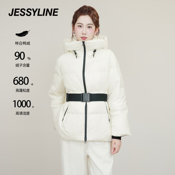 Jessy line jessy line white temperament high-end hooded down jacket women 2025 winter new warm jacket off-white xs