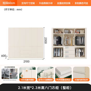 Yong huan customized honeycomb aluminum alloy wardrobe home bedroom wall-mounted one-size-fits-all light luxury wardrobe 2025 new wardrobe size 230x210x60cm aviation honeycomb aluminum