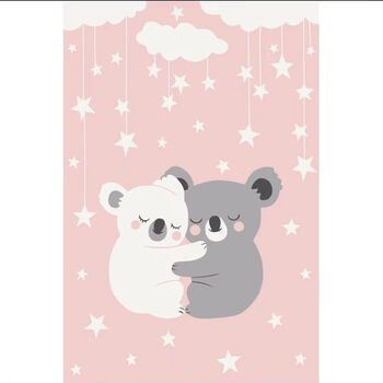 Fantasy bedside carpet thickened bedroom bedside blanket girl ins style children's room cute living room mat girl's room floor mat hug the bear powder 80x160cm (thick, odorless and washable)