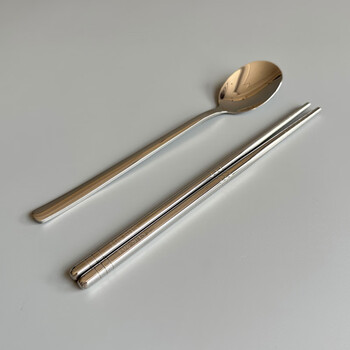 Tuojin japan imported quality portable cutlery box food grade 304 stainless steel chopsticks spoon silent set student 304 steel chopsticks + spoon without box