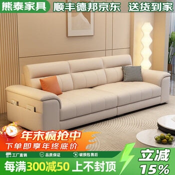 Fabric sofa living room small apartment cream style technical cloth double seat straight sofa wear-resistant technical cloth + high elastic sponge three people 210cm