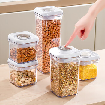 Home story (katei story) grains storage jar food grade plastic sealed jar transparent nut tea grain storage jar moisture-proof and insect-proof press vacuum sealed jar 1100ml single pack
