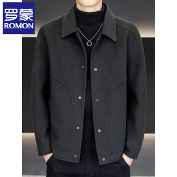 Romon double-sided wool jacket men's 2025 winter new lapel woolen jacket short thickened woolen coat men's black 2xl