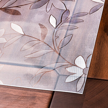 Yusenyi frosted translucent soft glass tablecloth waterproof and oil-proof no-wash rectangular student desk coffee table persian daisy translucent 1.5 food grade thick rounded corners 60*90cm