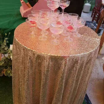 Yusenyi wedding sequined tablecloth birthday party dessert tablecloth photography background decorative sequined fabric golden custom size