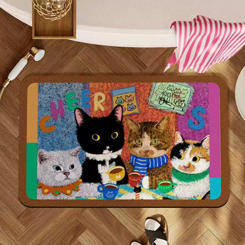 Yusenyi cartoon cute bathroom mat diatom mud bathroom floor soft absorbent non-slip toilet door carpet kitten foot mat party cat 40x60cm soft diatom mud four millimeters non-slip