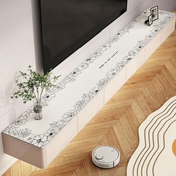 Caizhi tv cabinet tablecloth, high-end and simple table mat, light luxury, waterproof and oil-proof, wash-free sideboard cover, shoe cabinet table top, flowers and willows 30x140cm