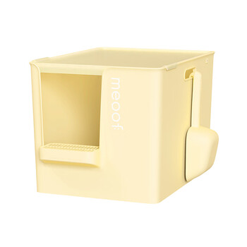 Meoof miao dabieye cat litter box semi-enclosed extra large giant deep sand-proof cat toilet yellow cream color