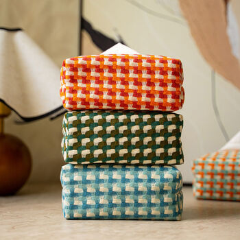 Fantasy tissue box style tissue box car tissue set living room coffee table tissue box 3-piece set houndstooth green orange green orange
