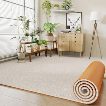 Ruiliju balcony leisure area green carpet mat, water-absorbent, non-slip, waterproof and sunscreen mat, thickened, large area, full cover, cuttable, off-white tpe single stripe 6mm 60cm*90cm