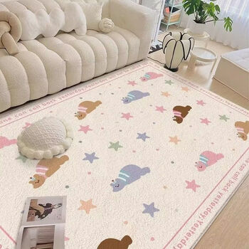 Fantasy imitation cashmere cartoon cream bedside thick large area carpet bedroom carpet living room home sofa coffee table foot mat customized contact customer service colorful line cat