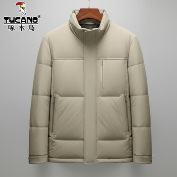 Woodpecker high filled down high standard 90 down white duck down short stand collar down jacket men's winter windproof and cold warm jacket men 98902 khaki l 175