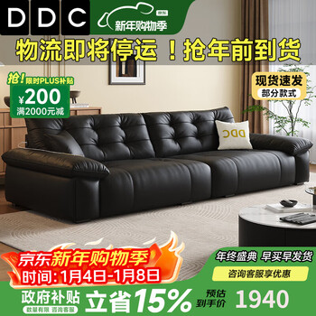 Ddc italian minimalist leather sofa simple living room 2025 new straight row bear hug electric functional leather art sofa bed double armrest single seat (ordinary non-functional model) s-class wear-resistant ecological leather + dixi space cloud sitting seat bag