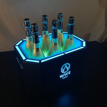 Yusenyi bar luminous ice bucket champagne bucket acrylic led ice bucket ktv luminous double-layer 12-piece 24-piece beer basket (3) iron champagne bucket ice blue light