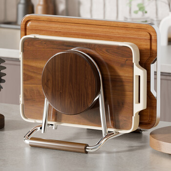 Fanlilin's new mid-century style stainless steel chopping board rack kitchen countertop storage rack pot lid rack chopping board chopping board rack retro style chopping board rack