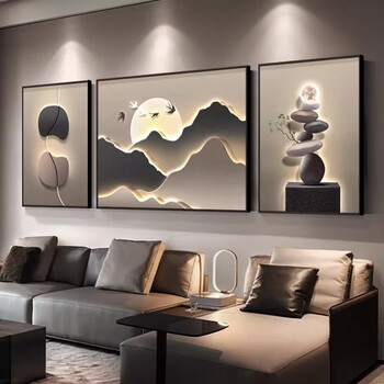 Painting test: light luxury and high-end living room decoration painting, high-end stone running sofa background wall hanging painting, modern simple mural t136107 35*50/70*50/35*50 high-definition textured surface + aluminum alloy black frame