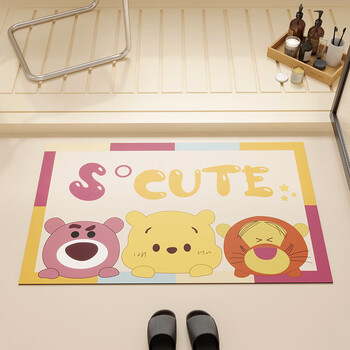 Fantasy bear's friends diatom mud bathroom mat bathroom absorbent mat bathroom anti-slip foot mat no-washable wipeable floor mat bear's friends right angle 60cmx90cm