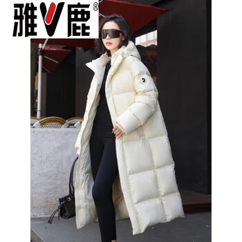 Yalu pinghu down jacket women's 2026 new over-the-knee long couple same style high-end white goose down thickened warm jacket goose down jacket 95% white goose down women-off white_ high-end western style down jacket for small people s high-end western style down jacket for small people