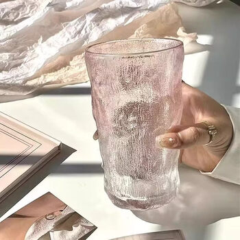 Pkfc gradient glacier glass ins style high-looking frosted water cup juice cup beverage cup coffee cup beer cup gradient pink glacier cup tall style 2 pack