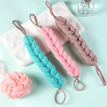 Camellia (chahua) bath ball, bath towel, back strip, bath towel, back rub, long bath towel, bath strip, bath ball, bath flower, 3 bath strips (pink + blue + coffee)