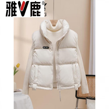 Yalu down vest women's short 2026 new fashionable and western-style outerwear vest white duck down vest waistcoat rice beige s _90-125 jin