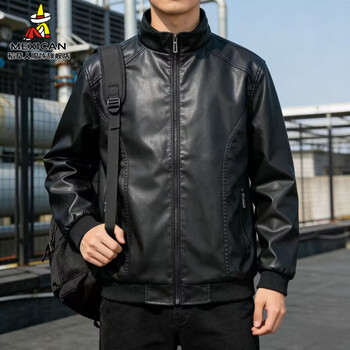 Scarecrow (mexican) leather jacket men's 2026 new leather jacket loose large size men's motorcycle wear spring autumn winter casual versatile top black xl