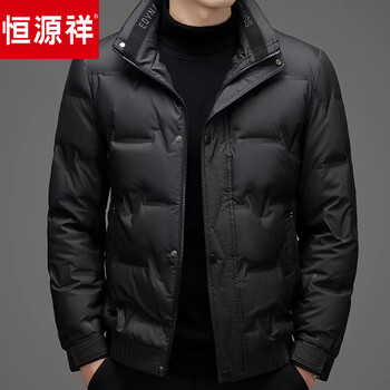Hengyuanxiang 2026 winter new short style thin stand collar down jacket men's casual white duck down jacket black m _170