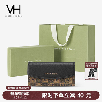 Vanessa hogan vh women's bag pvc long wallet small multi-function wallet retro hand bag new year gift for girlfriend black