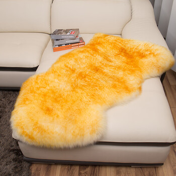 Fantasy modern minimalist style pure wool carpet suitable for home foyer and bedroom hand washable wool blanket leather golden yellow boutique 1p75x100cm
