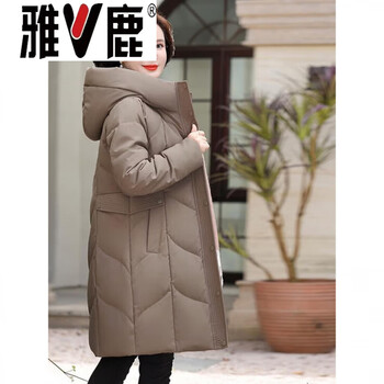 Yalu white goose down down jacket women's mid-length 2026 new winter northeast extremely cold mom middle-aged women's coldproof jacket goose down jacket 95% white goose down women-coffee brown 5xl
