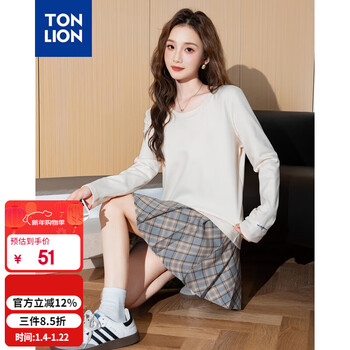 Tonlion's new autumn and winter women's round neck solid color knitted bottoming shirt with long-sleeved t-shirt for women