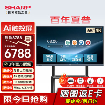 Sharp sharp 65-inch ai conference tablet all-in-one touch screen multimedia video teaching electronic whiteboard touch tv office projection display pn-cg651ab03
