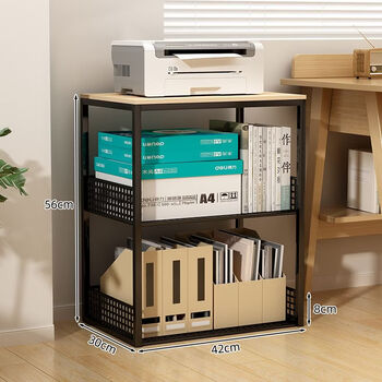 Yong huan takeaway storage rack at the door express delivery area outside the door elevator entrance storage rack multi-functional household storage trolley floor-standing + solid wood athens black three-layer no grid