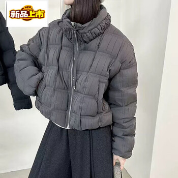 Chujing stand collar down jacket women's short winter slim style warm and thickened casual jacket gray m recommended 90-110 catties